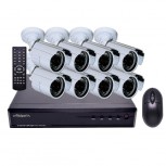 Πλήρες έγχρωμο σετ CCTV εποπτείας και καταγραφής με DVR 8 κάμερες τροφοδοτικό και καλωδιώσεις - 5008HD